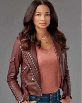 Rochelle Aytes Redemption in Cherry Springs Brown Leather Jacket