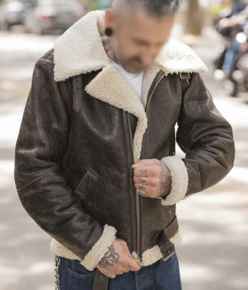 Rocky Balboa Sylvester Stallone Shearling Leather Jacket