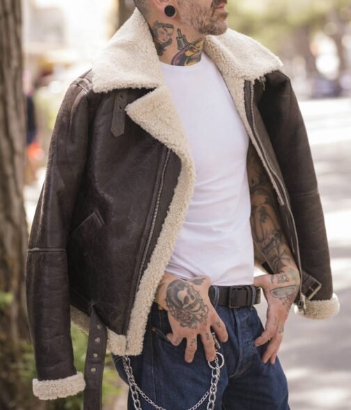 Rocky Balboa Sylvester Stallone Shearling Leather Jacket - Image 3
