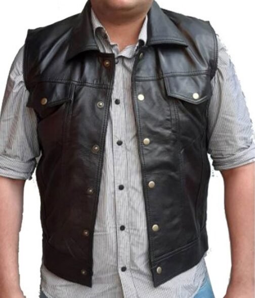 Rogues The Warriors Black Leather Vest - Image 3