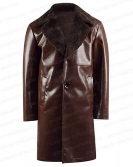 Blackkklansman John David Washington Brown Shearling Leather Coat