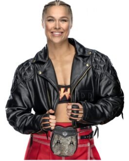 Ronda Rousey Cropped Motorcycle Quilted Leather Jacket