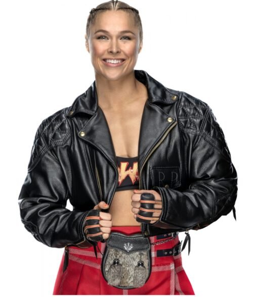 Ronda Rousey Cropped Motorcycle Quilted Leather Jacket