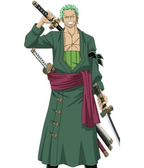 Roronoa Zoro One Piece Wool Green Coat - Image 6