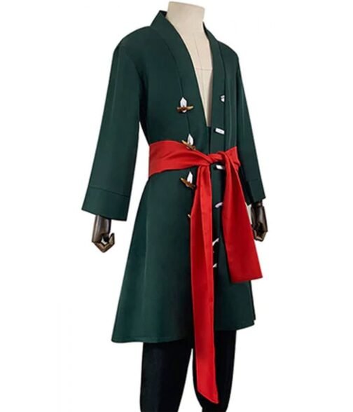 Roronoa Zoro One Piece Wool Green Coat - Image 4