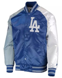 Reliever LA Dodgers Royal Blue, Gray and White Satin Jacket