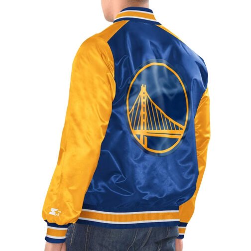 Royal/Gold Golden State Warriors Renegade Varsity Satin Jacket - Image 2