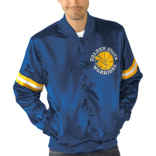 Royal Golden State Warriors Satin Jacket - Image 3