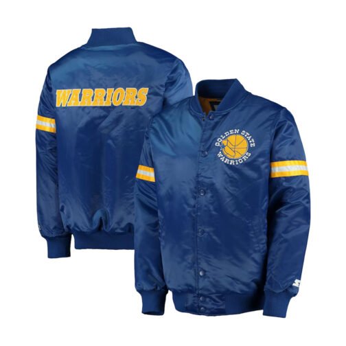 Royal Golden State Warriors Satin Jacket - Image 4
