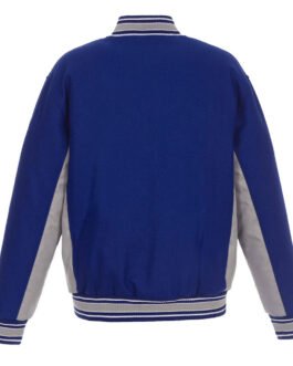 Edmonton Oilers Accent Royal/Gray Poly-Twill Wool Varsity Jacket
