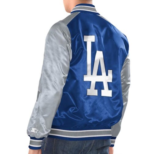 Royal/Gray Los Angeles Dodgers Renegade Varsity Satin Jacket - Image 2