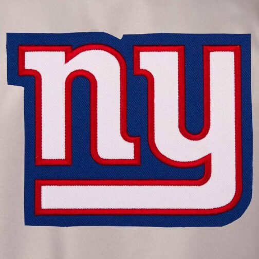 NY Giants Royal/Gray Poly Twill Varsity Jacket - Image 3