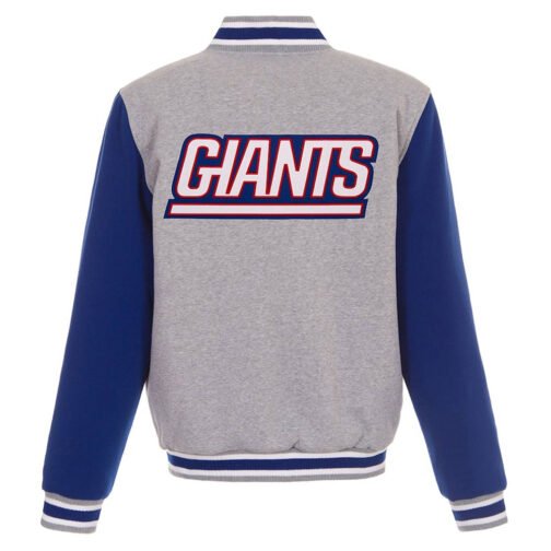 NY Giants Royal/Gray Varsity Wool Jacket - Image 2