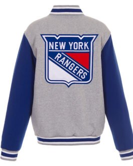 NY Rangers Gray/Royal Varsity Wool Jacket