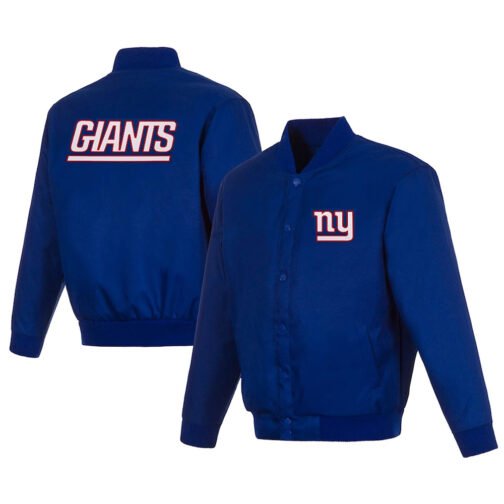 NY Giants Royal Varsity Poly Twill Jacket - Image 3