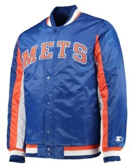 NY Mets The Ace Full-Snap Royal Blue Satin Jacket