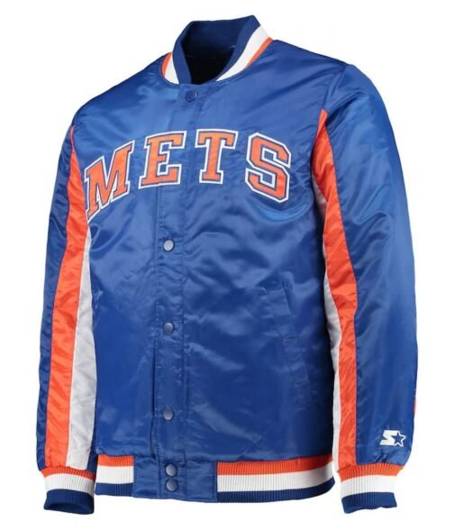 NY Mets The Ace Full-Snap Royal Blue Satin Jacket
