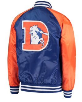 Denver Broncos Lead-Off Orange and Royal Blue Varsity Satin Jacket