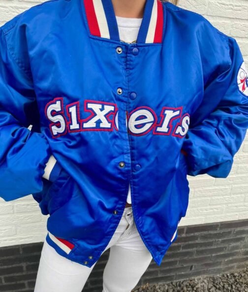 Royal Philadelphia 76ers Bomber Jacket - Image 4