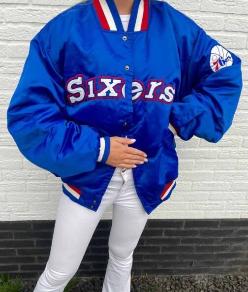 Royal Philadelphia 76ers Bomber Jacket - Image 3