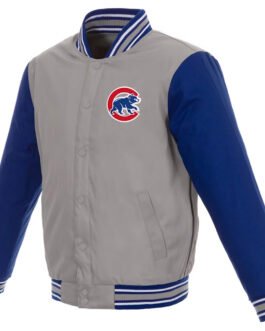 Chicago Cubs Gray and Royal Poly Twill Varsity Jacket