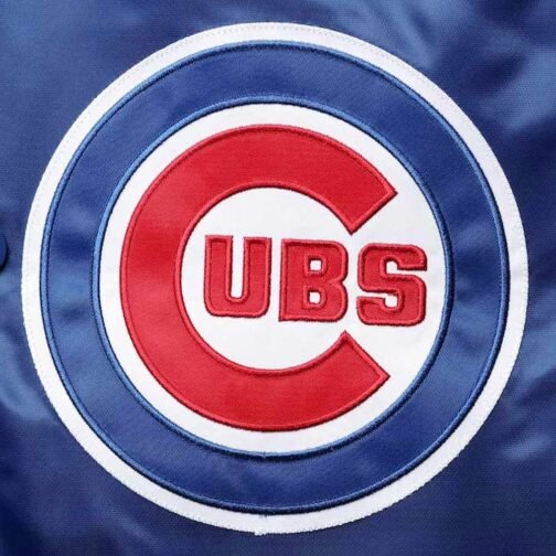 Royal/Red Chicago Cubs Reliever Varsity Satin Jacket - Image 4
