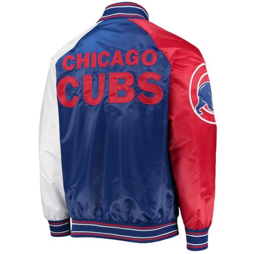 Royal/Red Chicago Cubs Reliever Varsity Satin Jacket - Image 2