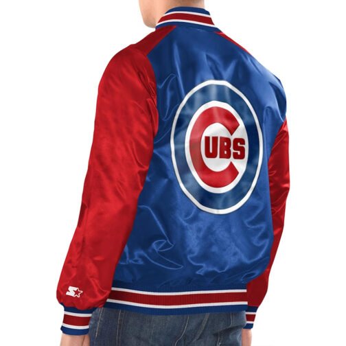 Royal/Red Chicago Cubs Renegade Varsity Satin Jacket - Image 2