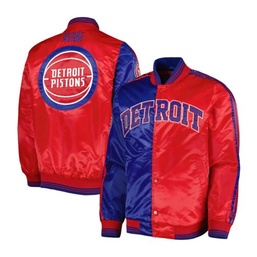 Royal/Red Detroit Pistons Fast Break Satin Jacket - Image 3