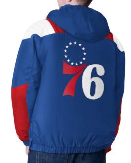 Royal/Red Philadelphia 76ers Charger Half-Zip Pullover Jacket