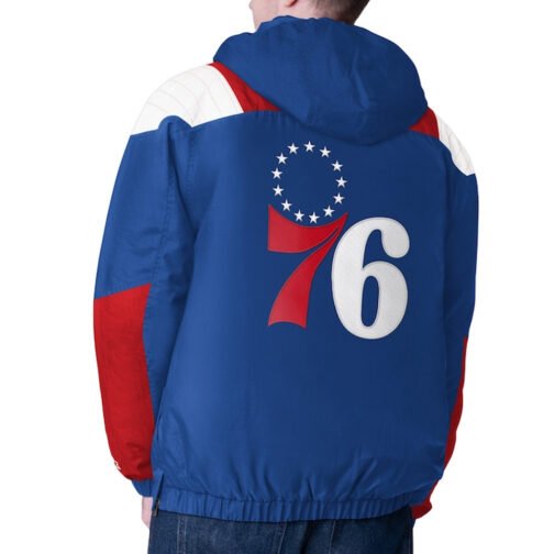 Royal/Red Philadelphia 76ers Charger Half-Zip Pullover Jacket - Image 2