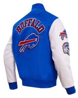 Royal/White Buffalo Bills Animal Print Varsity Jacket