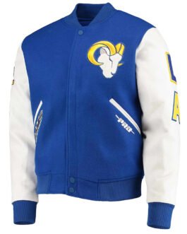 LA Rams Logo Royal and White Varsity Jacket