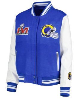 LA Rams Mash Up Royal and White Varsity Jacket