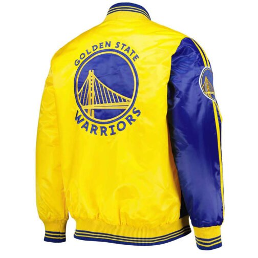 Golden State Warriors Fast Break Royal/Yellow Satin Jacket - Image 2