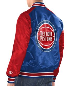 Royal/Red Detroit Pistons Renegade Varsity Satin Jacket