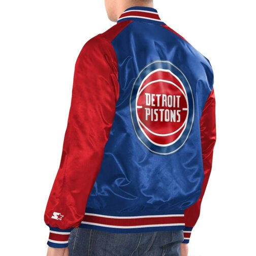 Royal/Red Detroit Pistons Renegade Varsity Satin Jacket - Image 2