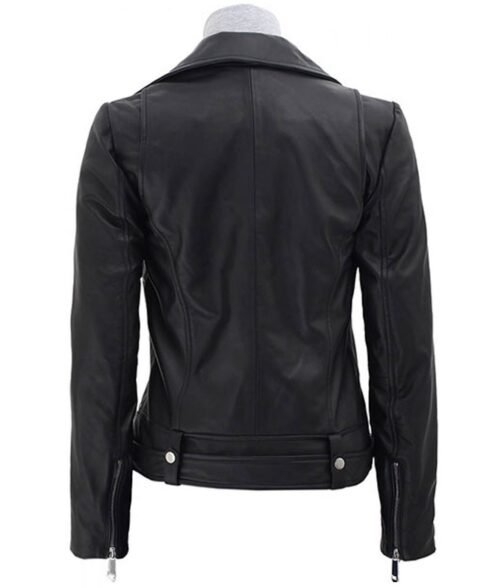 1UP Ruby Rose Biker Black Leather Jacket - Image 3