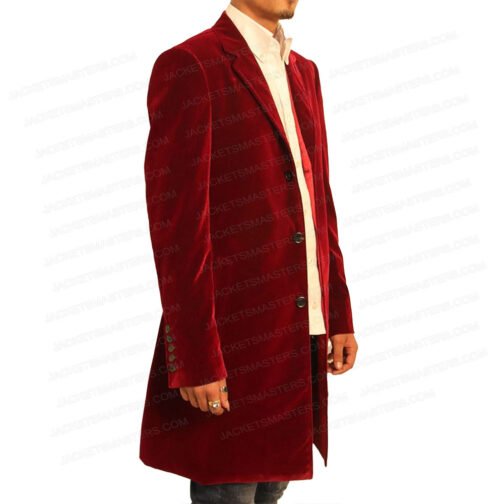 Idris Elba The Harder They Fall Red Velvet Coat - Image 4