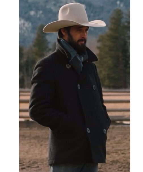 Yellowstone Ryan Bingham Black Peacoat - Image 6