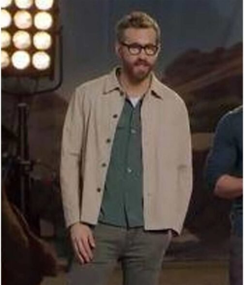 Ryan Reynolds Welcome to Wrexham Cotton Beige Jacket - Image 7