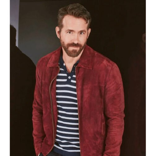 The Adam Project Ryan Reynolds Suede Maroon Leather Jacket - Image 2