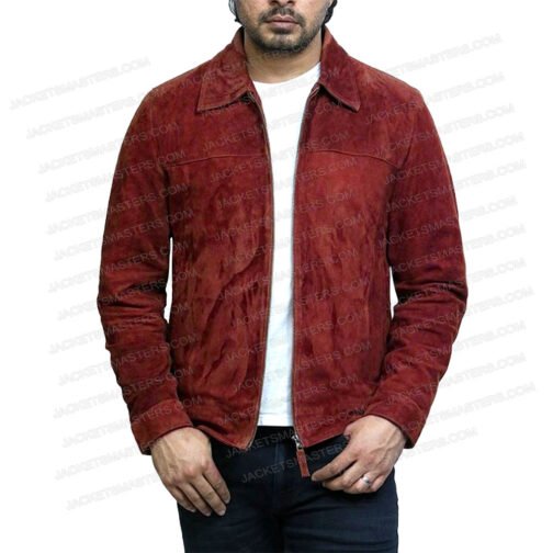 The Adam Project Ryan Reynolds Suede Maroon Leather Jacket