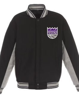 Sacramento Kings Accent Varsity Black Wool Jacket