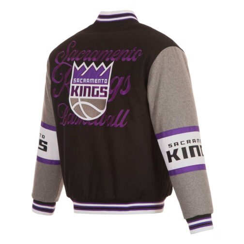 Sacramento Kings Black and Gray Varsity Wool Jacket - Image 2