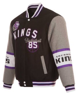 Sacramento Kings Black and Gray Varsity Wool Jacket