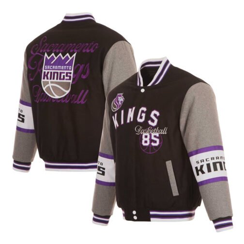 Sacramento Kings Black and Gray Varsity Wool Jacket - Image 3