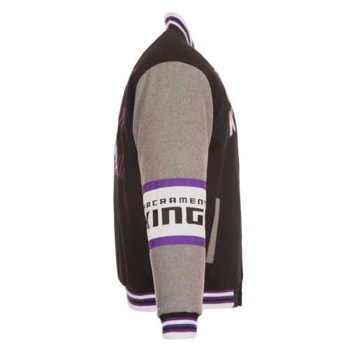 Sacramento Kings Black and Gray Varsity Wool Jacket - Image 4