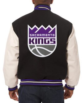 Varsity Sacramento Kings Domestic Black and White Jacket