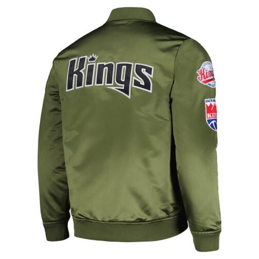 Sacramento Kings Green Bomber Satin Jacket - Image 2